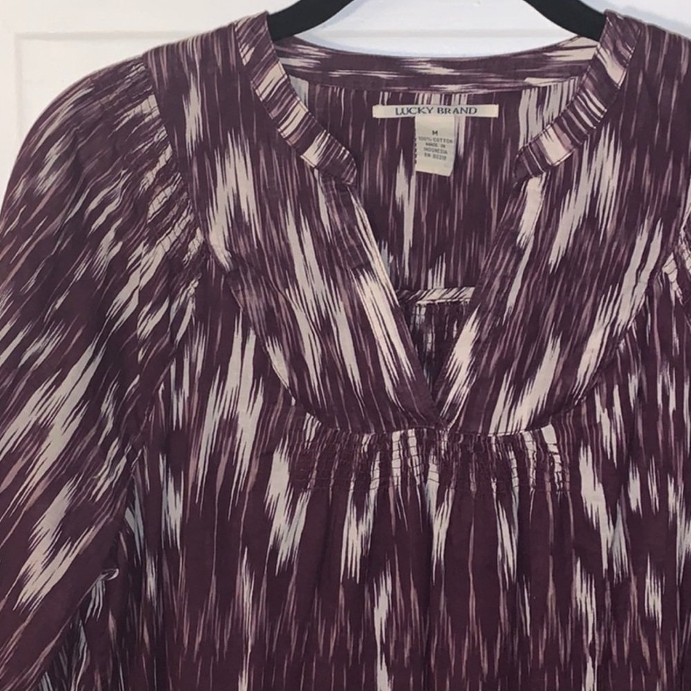 Lucky Purple Brushstroke Peasant Top - Medium